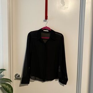 Abercrombie & Fitch Black Sheer Button Down Shirt